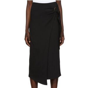 VINCE Black Wrap Cotton Blend Midi Skirt Black XS MSRP $195 NWT